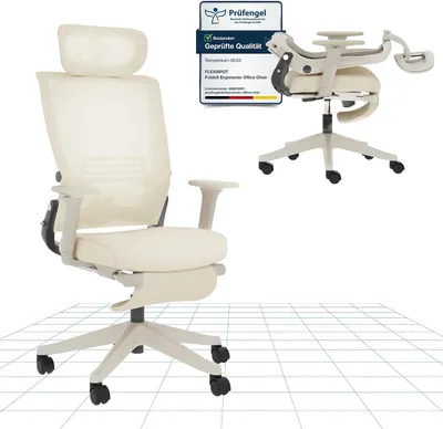 Image de Chaise de bureau Foldex, chaise pliante, ergonomique avec support lombaire, accoudoirs réglables en hauteur, repose-tête 2D, chaises de bureau avec repose-pieds