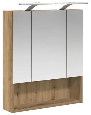 Image de Armoire de salle de bain avec miroir vidaXL, style artisanal, chêne, 60 x 14,5 x 70 cm