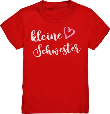 Produktbild von Kleine Schwester T-Shirt Herz Liebe Kleine Schwester Geschenk – Red / 152/164 (12-14)