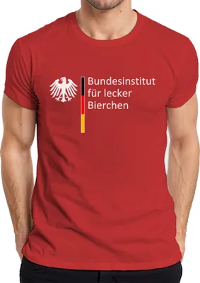 Produktbild von Bundesinstitut für lecker Bierchen Bierliebhaber Geschenk Malle Party Herren T-Shirt, Rot, XL