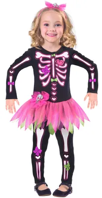 Skelett-Kostüm für Kinder, Halloween, 2-3 Jahre, Schwarz