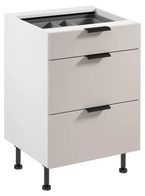 Obrázek produktu pro Šuplíková kuchyňská skříňka SALERNO - šířka 60 cm, bílá / béžová + příborník