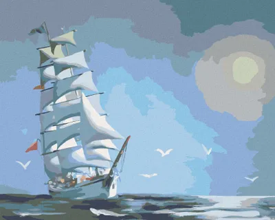 Produktbild von Zuty - Malen nach Zahlen - WEISSES SEGELSCHIFF (D. RUSTY RUST), 40x50 cm, mit Keilrahmen (bereits gespannt)