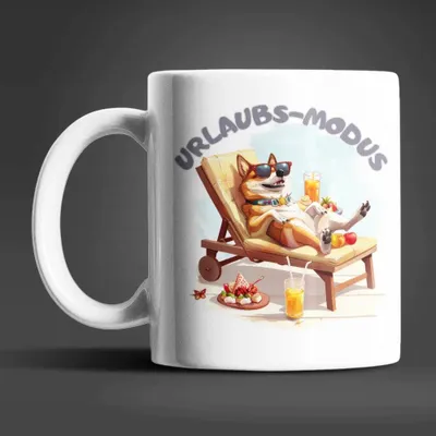 Produktbild von Hund Urlaubs-Modus lustige Keramik Kaffeetasse Teetasse Tasse Geschenkidee