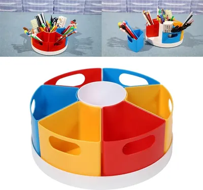 Produktbild von Stifthalter,Drehbarer Schrein-Organizer,10 Zoll Schreibtisch-Organizer mit 6 Fächern für Kinder, drehbarer, Organizer für Künstlerbedarf