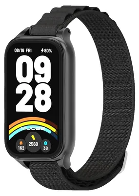 Image de Pour Xiaomi Smart Band 9 Active / Redmi Band 3 Bande de bras en nylon avec cadre métallique