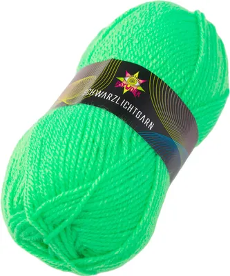 A ball of neon green yarn on a white background.