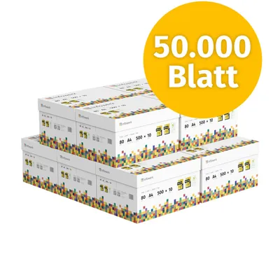 Produktbild von Infowerk Druckerpapier Kopierpapier 50000 Blatt 100 x 500 A4 80g Premium Weiß PEFC
