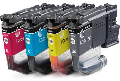 Obrázek produktu pro Brother LC521VAL, Černá, Azurová, Purpurová, Žlutá, 4 kusů, 500 str., 500 str., Balení více kusů