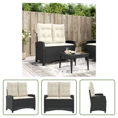 Produktbild von The Living Store Gartenbank Verstellbar mit Kissen Schwarz Poly Rattan