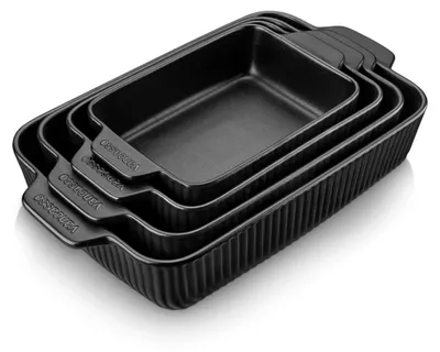 Auflaufform-Set, 4-teilig, rechteckig, Steingut, 3360-1070 ml