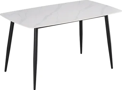 Produktbild von Esstisch Keramik weiß 140 x 80 Vierfuß-Gestell schwarz MILANO