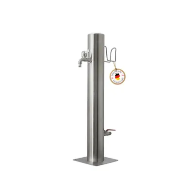 Produktbild von PROFI-PARTNER Edelstahl-Wasserzapfsäule – 2 separat regelbare Wasserhähne, verdeckte Zuleitung & Bodenplatte zur festen Montage
