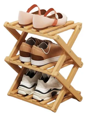 Zdjęcie produktu dla Półka na buty, drewniana, składana, bambusowa, 3 półki, szerokość 28 cm, wąska, oszczędzająca miejsce