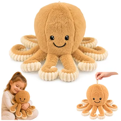 Produktbild von Plüsch-Oktopus, Kuscheltier mit elastischen Tentakeln, Beige, 30 cm