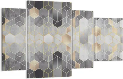 Produktbild von Bild auf Leinwand - Leinwandbild - 4 Teile - Geometrisch Abstraktion Sechsecke - 120x70cm - Wand Bild - Wanddeko - Wandbilder - Leinwanddruck - Bilder - Wanddekoration - Leinwand bilder DL120x70-4776