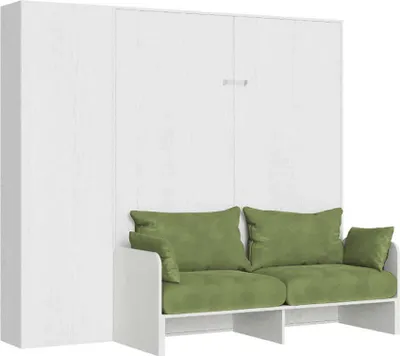Produktbild von Kentaro 160 cm Klappdoppelbett mit Sofa und Säule in Esche weiß und grün