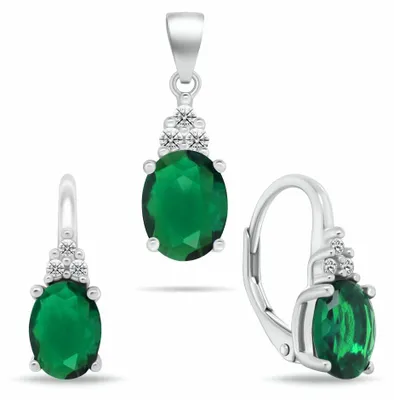 Immagine prodotto di Set di gioielli in argento con zirconi cubici SET293WG ( Orecchini, ciondoli)