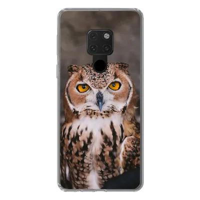 Produktbild von MuchoWow® Handyhülle Schutzhülle Hülle für Huawei P40 Lite Braune Eule schaut direkt in die Kamera Silikon Softcase Handy Hülle - Handy