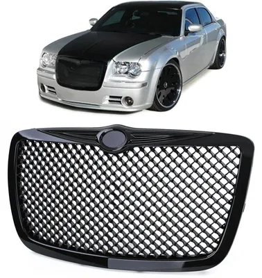 Kühlergrill Sportgrill Waben Gitter in Schwarz Glanz für Chrysler 300C 2004-2011 – Produktansicht