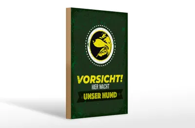 Produktbild von Holzschild Spruch Vorsicht hier wacht unser Hund 20x30cm