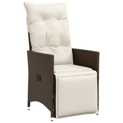 Immagine prodotto di vidaXL Poltrona da giardino regolabile con cuscino in Poly Rattan marrone