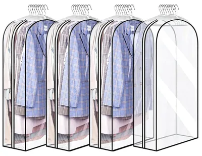 Productafbeelding van Transparante Kledinghoezen 4 Stuks - Beschermende Dekens voor Kleding