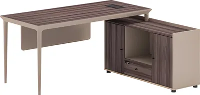 Produktbild von Bürotisch Winkelschreibtisch Modern Holzoptik Braun Beige Stauraum Organizer
