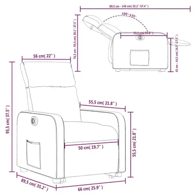 Imagen del producto de Sillón reclinable eléctrico con ayuda para levantarse, color taupe, tapizado en tela
