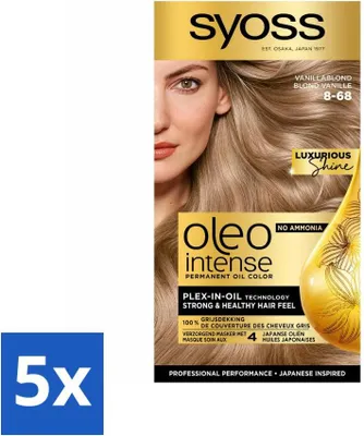 Produktbild von SYOSS – Oleo Intense 8-68 Vanilleblond – Haarfärbemittel – Ammoniakfrei – Grauabdeckung – Langanhaltende Farbe - Vorteilspack - 5 Stücke