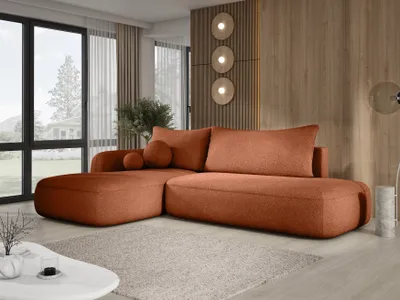 Zdjęcie produktu dla DomoHome Narożnik BABU z funkcją łóżka - Nowoczesny Narożnik Tapicerowany Do Salonu Funkcjonalna Sofa Łóżko W Tkaninie TERAZ ALBO NIGDY Rozmiar: 300x105x60cm, Lewa Strona Kolor: ZIELONY