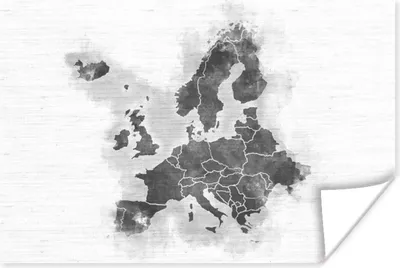 Produktbild von MuchoWow® Poster Europa-Karte mit einzigartigem Hintergrund - schwarz und weiß 90x60 cm - Schlafzimmer
