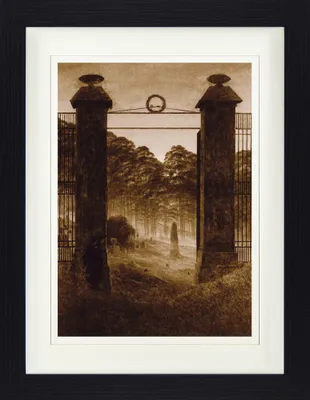 Produktbild von Caspar David Friedrich Gerahmtes Bild Mit Edlem Passepartout | Wand-Bilder | Im Bilderrahmen - Friedhofseingang, 1825, Sepia (40 x 30 cm)