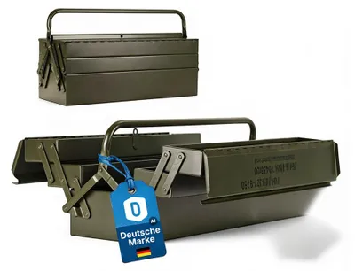 Produktbild von Bundeswehr-Qualität: Dönges Werkzeugkasten TL 5140-0010, Robust & Abschließbar, Olivgrün