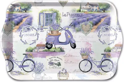 Produktbild von Tablett Melamin 21x13cm mit Provence Lavendel Motiv Weiß / Lila