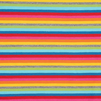 Produktbild von Baumwolljersey Stoff Meterware Streifen Regenbogenfarben bunt 1,4m