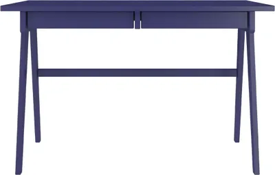 Produktbild von Edda Schreibtisch mit 2 Schubladen / Massivholz Buche / Schminktisch / Computertisch / Kinderschreibtisch / Bürotisch / Marineblau