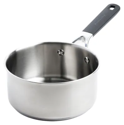 Image de Casserole à manche en acier inoxydable KitchenAid, 14 cm, lavable au lave-vaisselle et allant au four