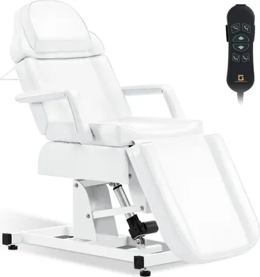 Produktbild von Kosmetikliege Elektrisch, Massageliege Klappbar & Höhenverstellbar, Tattoo Liege mit 3 Motoren, Massagetisch 0751 (Weiß/Kunstleder)