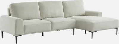 Produktbild von sweeek - 3-Sitzer-Sofa mit Stoffbezug - Recamiere rechts - Creme