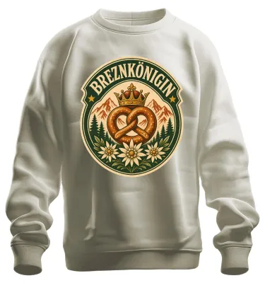 Imagen del producto de Breznkönigin, Brezel, corona, Alpes, Edelweiss, Baviera, pantalones de cuero, sudadera, jersey, naturaleza, talla M