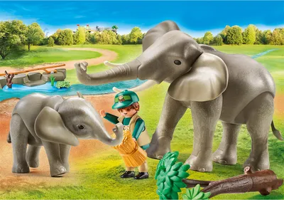 Image de PLAYMOBIL 70324 Éléphants dans un enclos extérieur