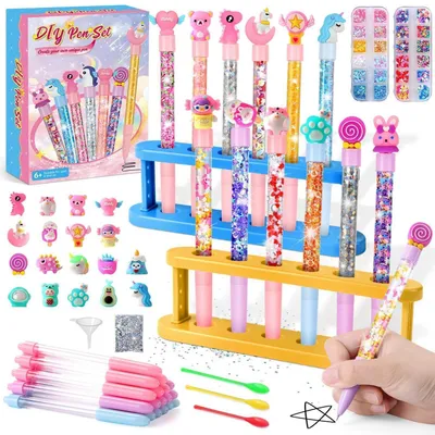 Immagine prodotto di Kit per creare penne personalizzate: 18 pezzi per bambini, con accessori per la realizzazione fai-da-te