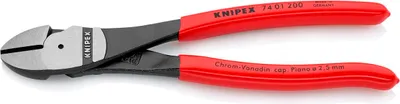 Obrázek produktu pro Knipex 74 01 200 SB, Ruční řezačka kabelů, Červená, Černá, Nerezová ocel, 4,2 mm, DIN ISO 5749, 200 mm