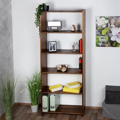 Produktbild von Standregal, 80 cm breit, Kiefer Holz-Massiv, Farbe: Eiche