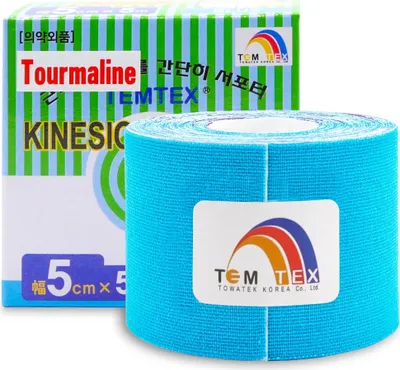 Produktbild von Temtex Kinesiologisches Baumwollband Turmalinblau 5 cm x 5 m wasserfest