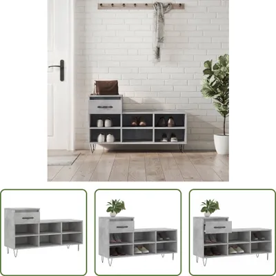Produktbild von The Living Store Schuhregal Betongrau 102x36x60 cm Holzwerkstoff