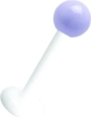 Produktbild von Labret Bioplast Piercing in Weiss mit Edelstahl Kugel 3mm Lila Emailliert - F-EBLBN.WH-LIL 1,2mm - 6.0 Millimeter