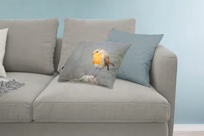 Produktbild von MuchoWow® Zierkissen Sofakissen Wohnzimmer Dekokissen 60x40 cm Vogel - Rotkehlchen - Felsen - Kopfkissen - Polster mit Foto