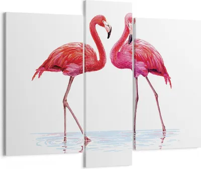Produktbild von Bild auf Leinwand - Leinwandbild - 3 Teile - Flamingos Rosa Paar - 95x80cm - Wand Bild - Wanddeko - Wandbilder - Leinwanddruck - Bilder - Wanddekoration - Leinwand bilder - Wandbild - CB95x80-4243